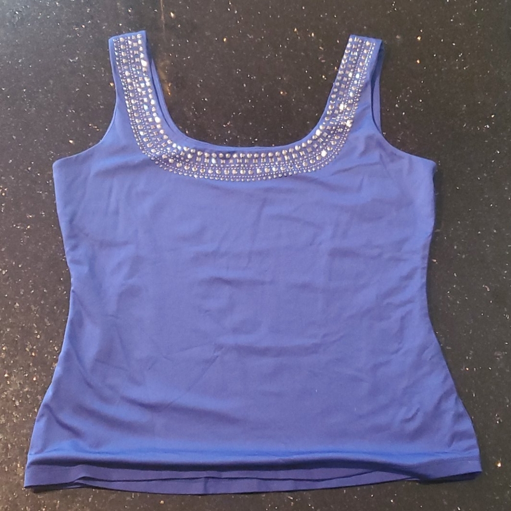 Cache blue embellished Tank Top. L